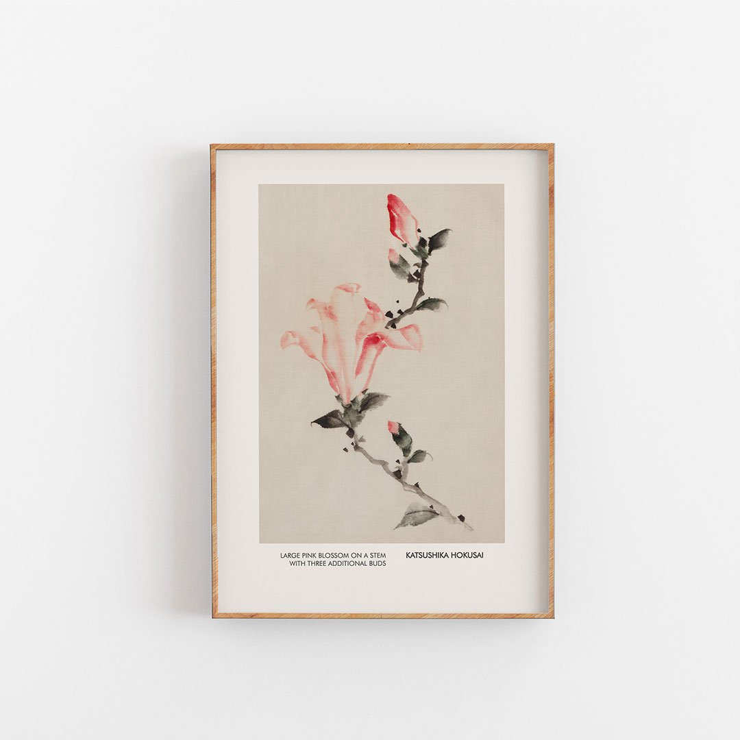 Large Pink Blossom - Katushika Hokusai